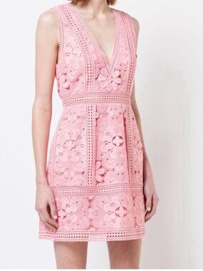Alice + Olivia Zula Pink Floral Lace Mini Dress